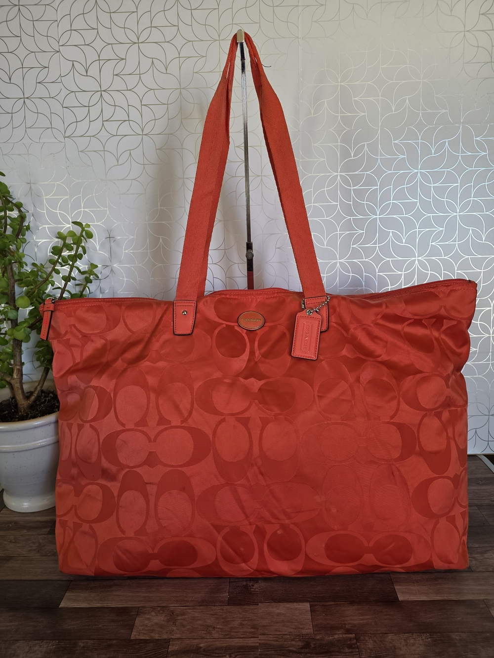 Coach Signature Nylon Packable Weekender Tote Bag